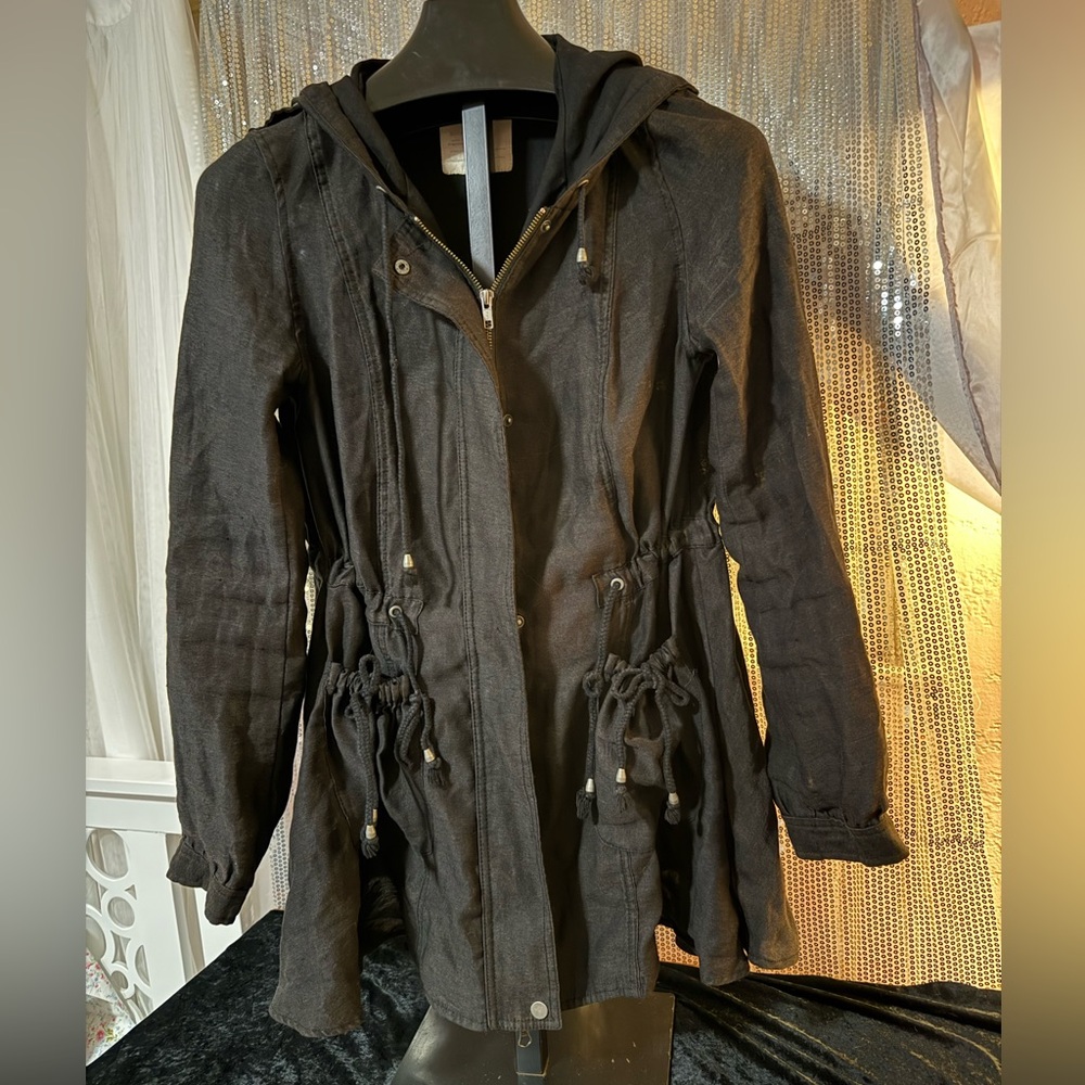 Free People Women's Black Hooded Jacket🖤